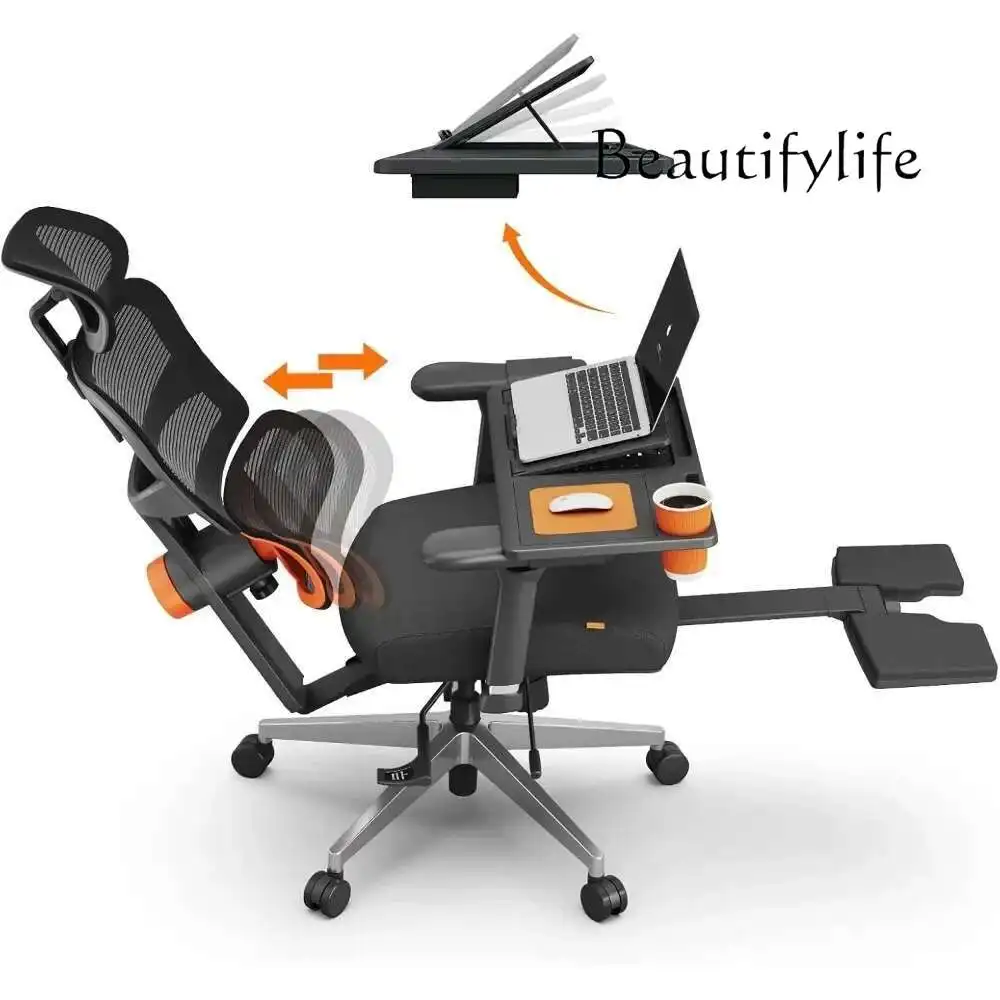 Office Furniture Jb - เก้าอี้สำนักงาน JB พร้อมระบบรองรับหลังอัตโนมัติ เก้าอี้ทำงานพนักพิงสูงพร้อมโต๊ะวางแล็ปท็อป ปรับระดับความลึกและความสูงของเบาะนั่งได้
