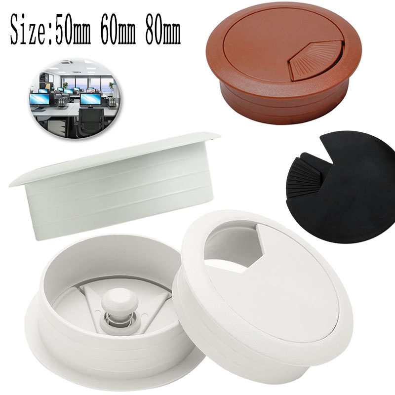 Office Furniture Wholesale - ฝาครอบรูสายเคเบิล 1 ชิ้น ตัวร้อยสายไฟสำหรับโต๊ะทำงาน อุปกรณ์จัดระเบียบสายไฟสำหรับเฟอร์นิเจอร์สำนักงาน กล่องร้อยสายไฟ