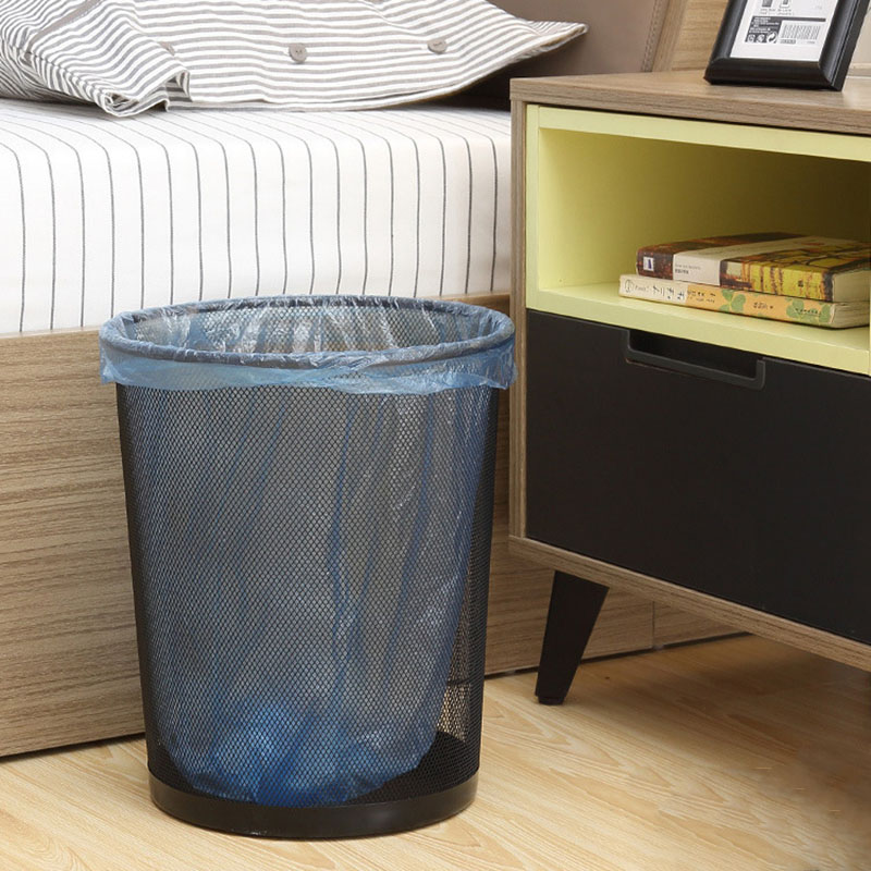 Paper Basket Mesh - ถังขยะตาข่ายโลหะทรงกลมขนาดใหญ่ สีดำ ทำจากเหล็ก สำหรับใช้ในบ้าน ห้องนั่งเล่น ห้องครัว