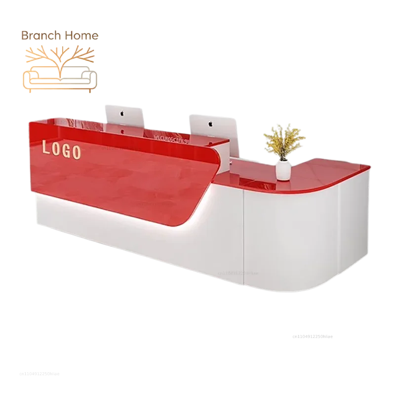 Office Furniture Usa - เคาน์เตอร์ต้อนรับหรูหราพร้อมที่เก็บของ ตกแต่งสวยงามแบบสั่งทำพิเศษสำหรับผู้บริหาร โต๊ะรับรองสไตล์อเมริกัน เฟอร์นิเจอร์สำนักงาน