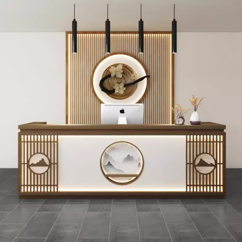 Office Furniture Usa - เคาน์เตอร์ต้อนรับสไตล์คลาสสิกเรียบง่าย สำหรับร้านเสริมสวยหรูหรา สไตล์อเมริกัน เฟอร์นิเจอร์สำนักงานสั่งทำพิเศษ
