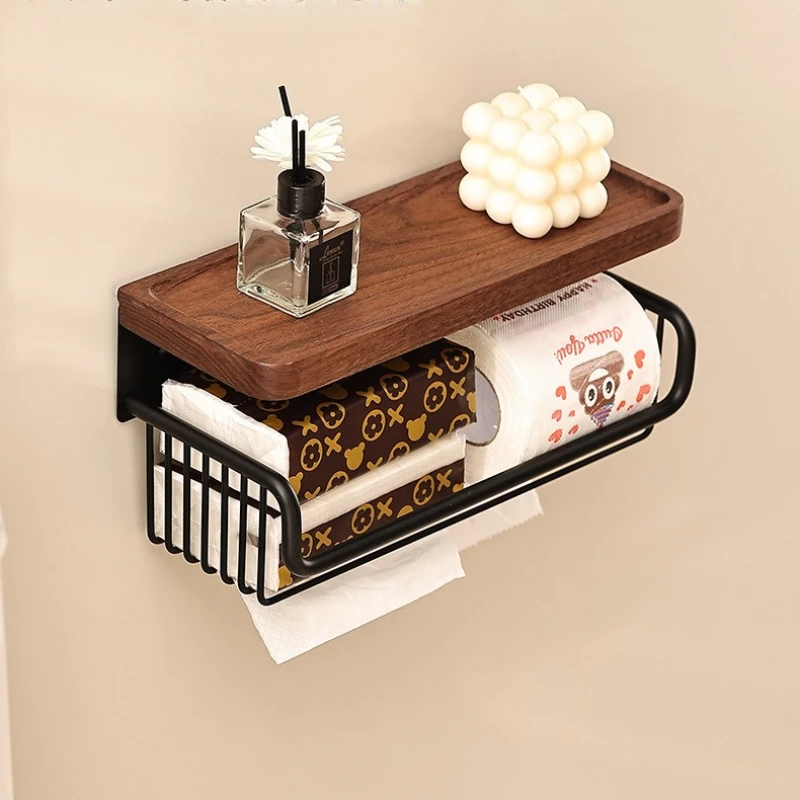 Paper Basket Mesh - ที่แขวนกระดาษทิชชูวอลนัท ชั้นวางผ้าเช็ดตัวในห้องน้ำ ติดผนัง กล่องเก็บกระดาษม้วน ตะกร้าตาข่าย