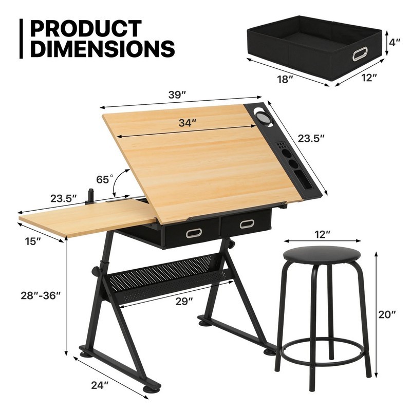 โต๊ะวาดเขียนปรับระดับความสูงได - Office Furniture Wholesale บทวิจารณ์และราคา